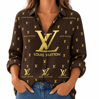 Louis Vuitton | Oversized Gold Monogram Linen Shirt Winter 2026 Collection
