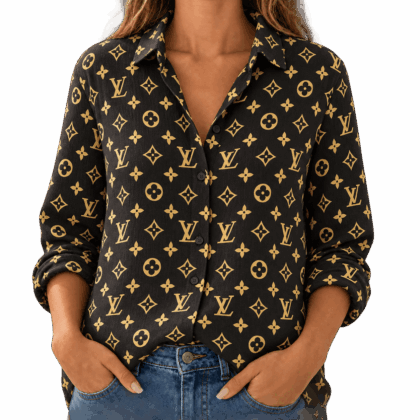 Louis Vuitton | Gold Monogram Print Linen Shirt Fall 2026 Collection