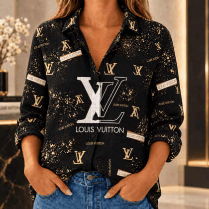 Louis Vuitton | Gold Splatter Monogram Linen Shirt Winter 2026 Collection