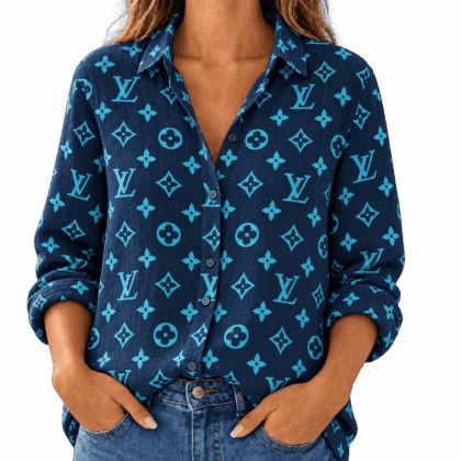 Louis Vuitton | Turquoise Oversized Monogram Linen Shirt Fall 2026 Collection