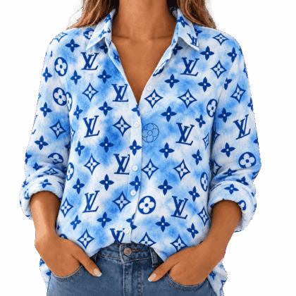 Louis Vuitton | Blue Watercolor Monogram Linen Shirt Winter 2026 Collection