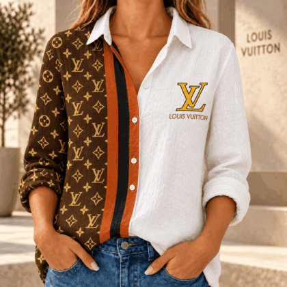 Louis Vuitton | Split Monogram Stripe Linen Shirt Winter 2026 Collection