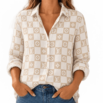 Louis Vuitton | Monogram Checkerboard Print Linen Shirt Winter 2026 Collection