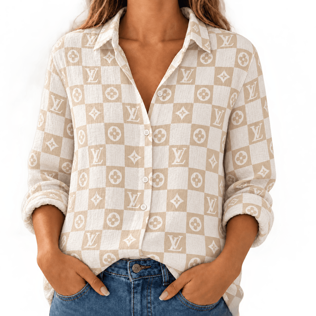 Louis Vuitton | Monogram Checkerboard Print Linen Shirt Winter 2026 Collection
