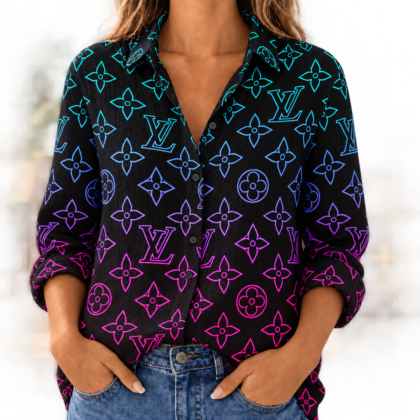 Louis Vuitton | Neon Gradient Monogram Linen Shirt Winter 2026 Collection