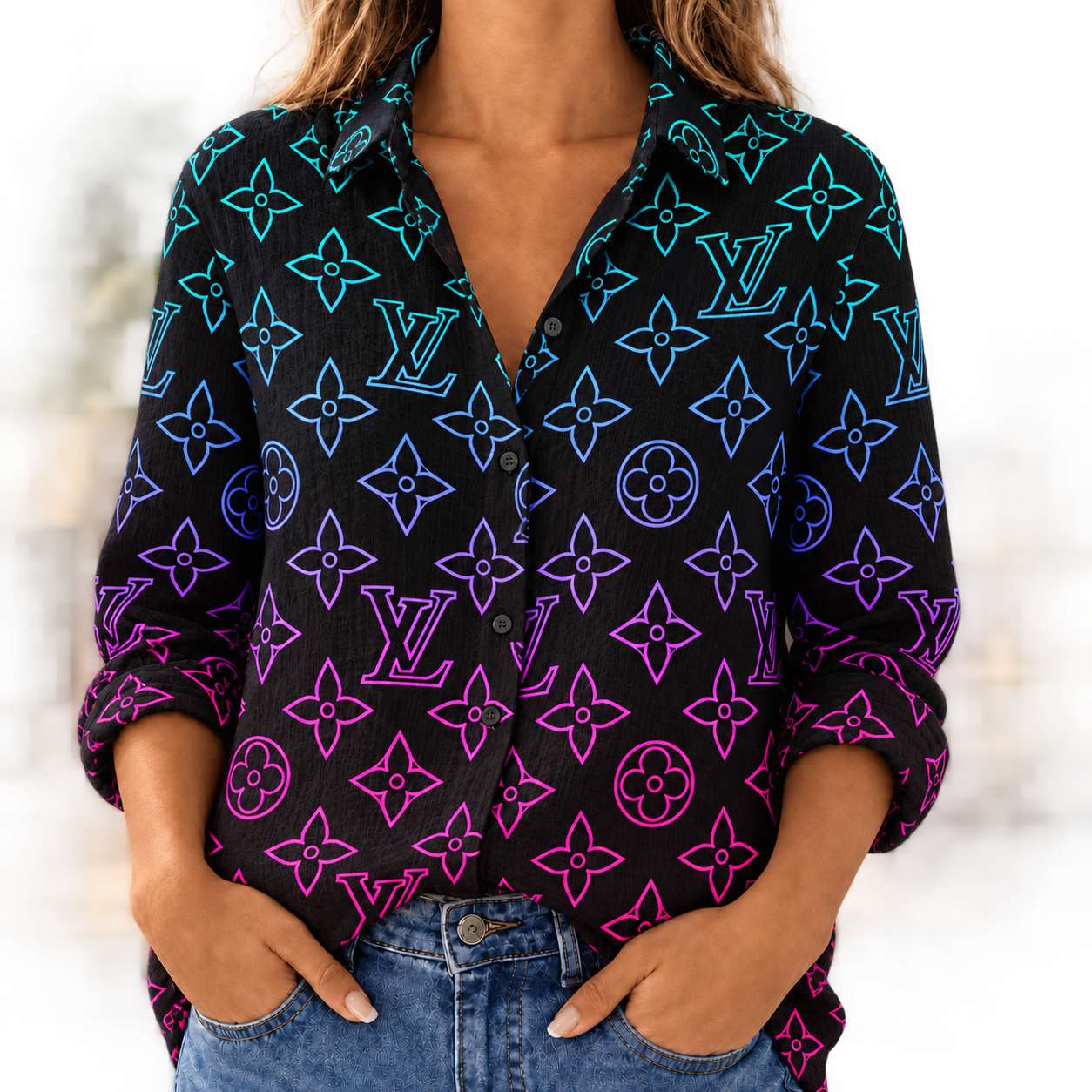 Louis Vuitton | Neon Gradient Monogram Linen Shirt Winter 2026 Collection