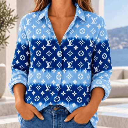 Louis Vuitton | Blue Ombré Monogram Linen Shirt Fall 2026 Collection