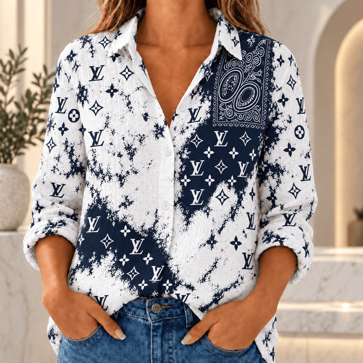 Louis Vuitton | Monogram Bandana Splash Linen Shirt Fall 2026 Collection