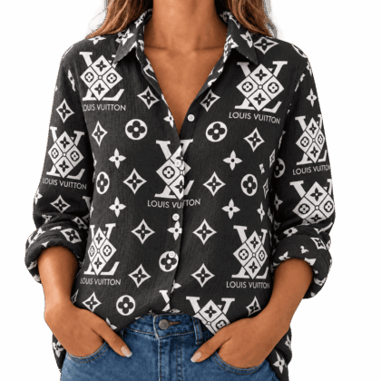 Louis Vuitton | Monochrome Oversized Monogram Linen Shirt Winter 2026 Collection