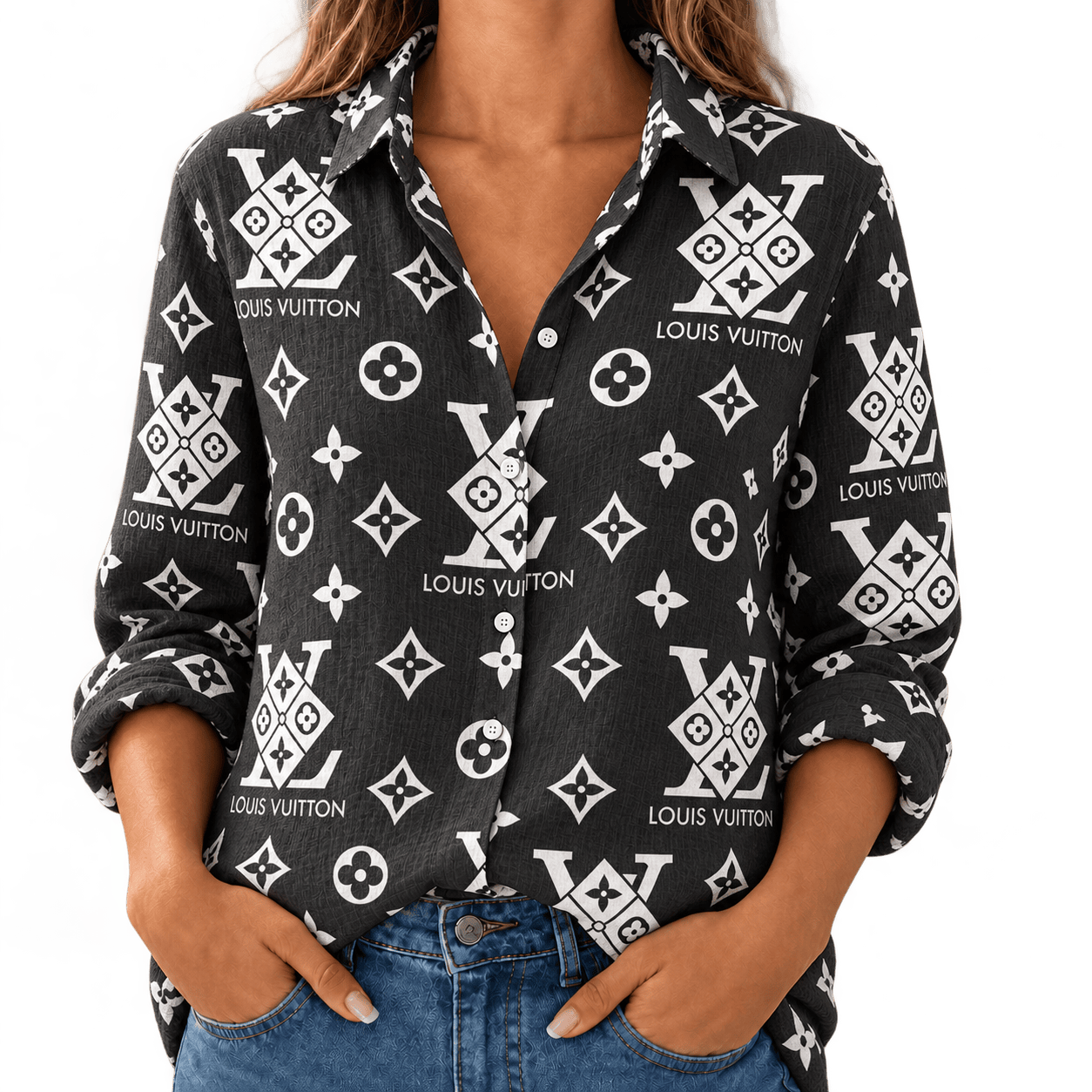Louis Vuitton | Monochrome Oversized Monogram Linen Shirt Winter 2026 Collection