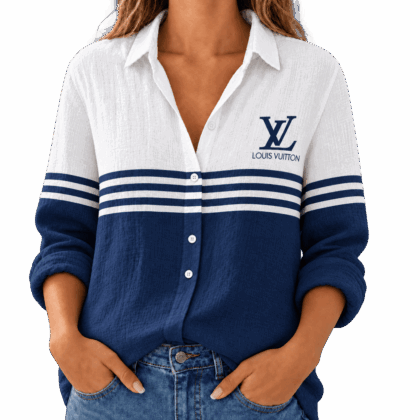 Louis Vuitton | Navy Varsity Stripe Linen Shirt Winter 2026 Collection