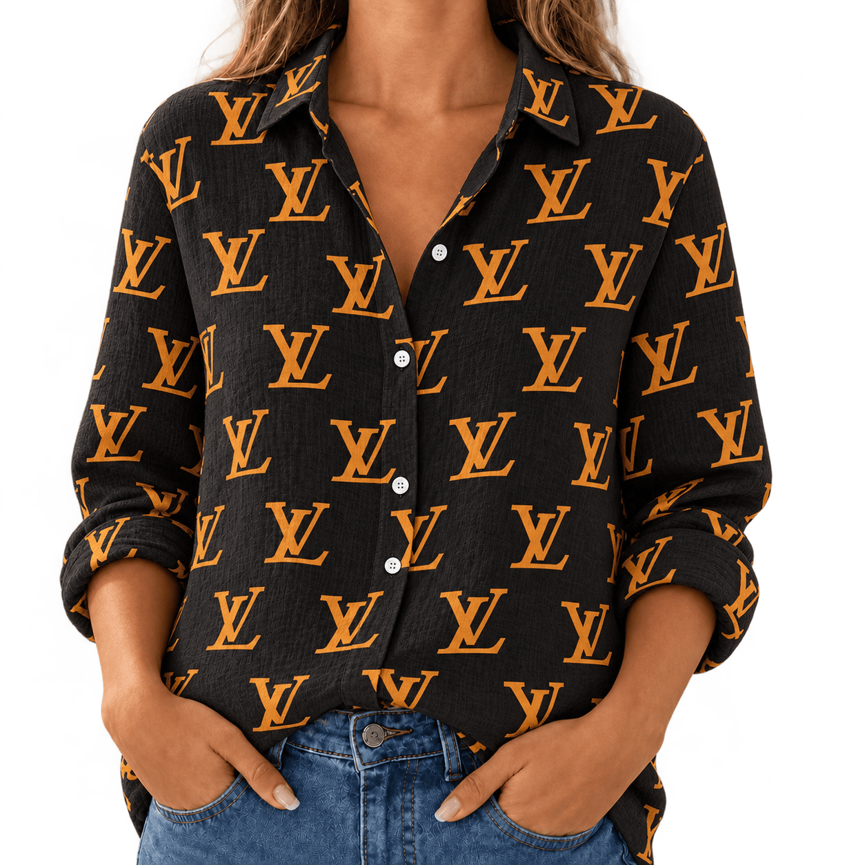 Louis Vuitton | Orange Monogram Repeat Linen Shirt Winter 2026 Collection