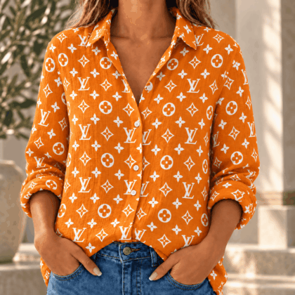 Louis Vuitton | Orange Monogram Floral Print Linen Shirt Fall 2026 Collection