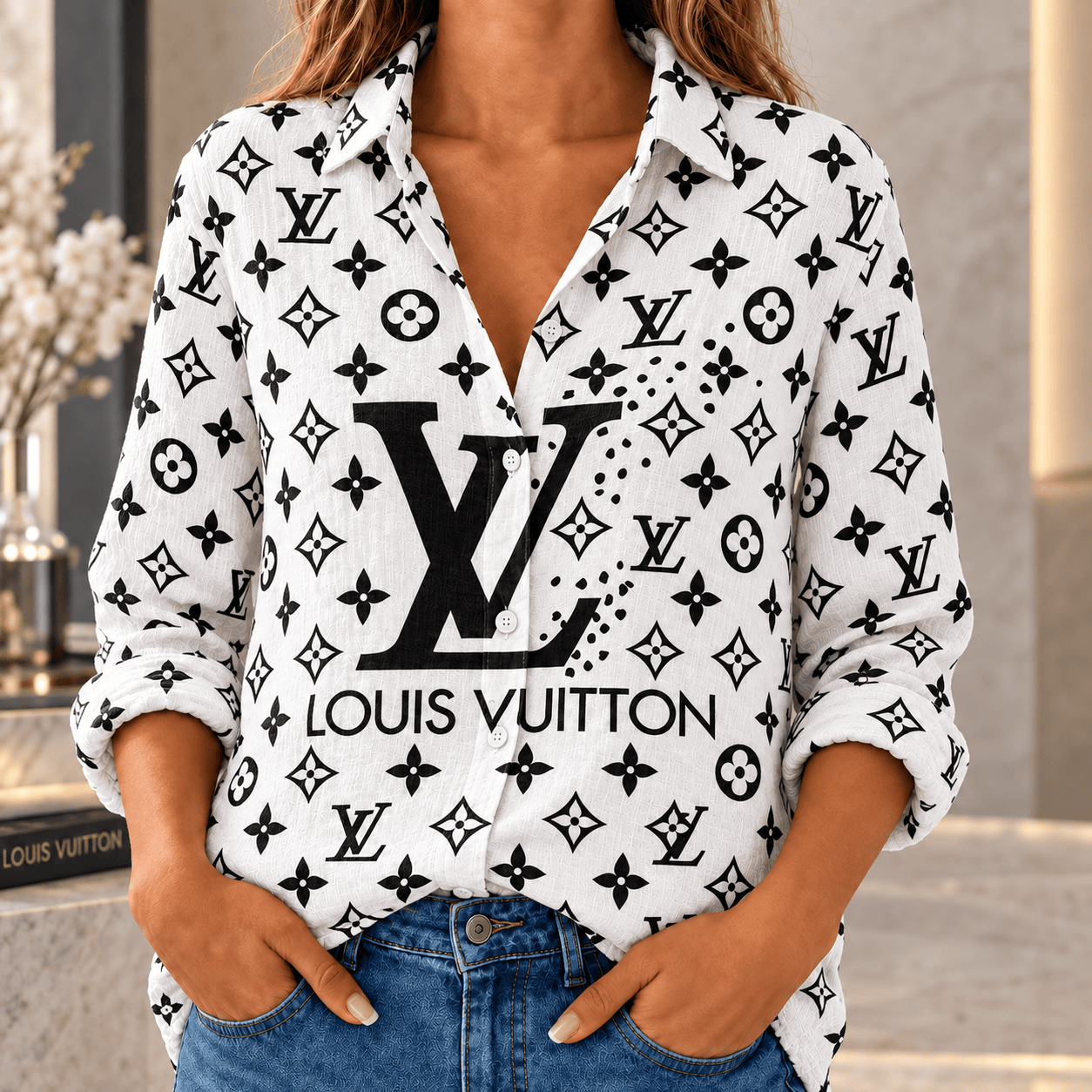 Louis Vuitton | Oversized Monogram Print Linen Shirt Winter 2026 Collection