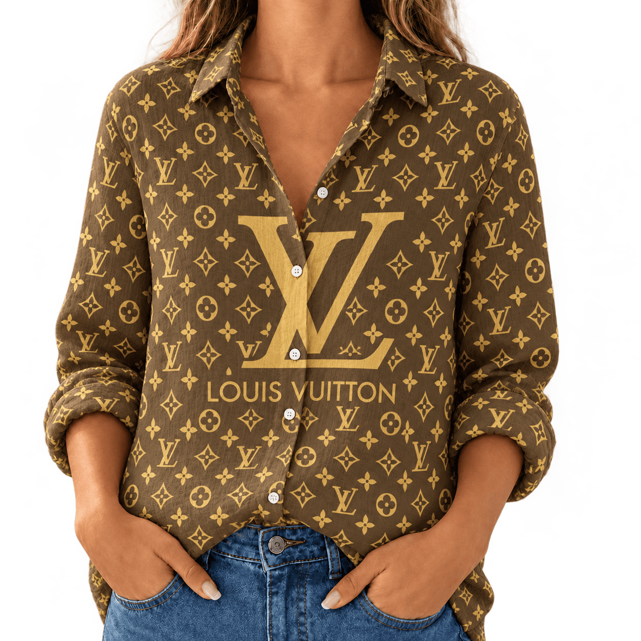 Louis Vuitton | Oversized Monogram Print Linen Shirt Winter 2026 Collection