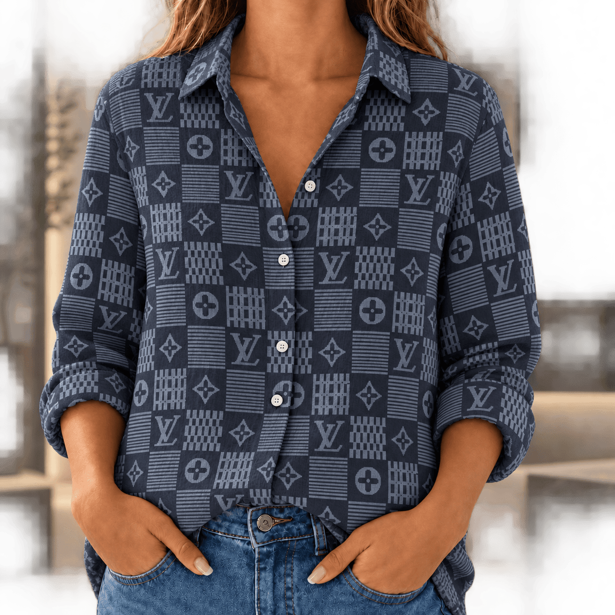 Louis Vuitton | Geometric Monogram Patchwork Linen Shirt Fall 2026 Collection