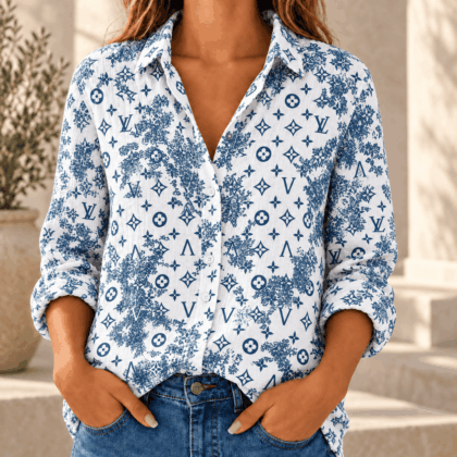 Louis Vuitton | Indigo Botanical Monogram Linen Shirt Fall 2026 Collection