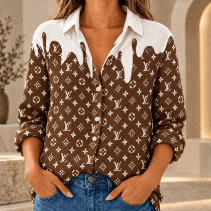 Louis Vuitton | Chocolate Monogram Drip Linen Shirt Fall 2026 Collection
