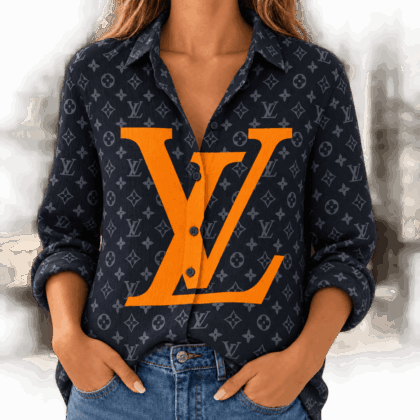 Louis Vuitton | Oversized Orange Monogram Linen Shirt Winter 2026 Collection