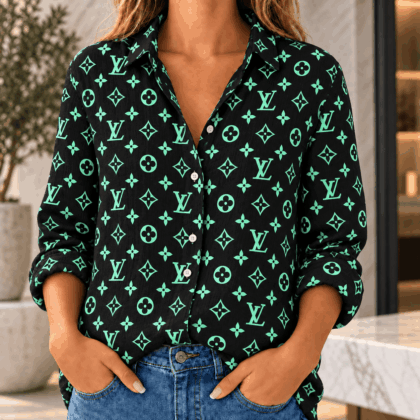 Louis Vuitton | Mint Monogram Print Linen Shirt Fall 2026 Collection