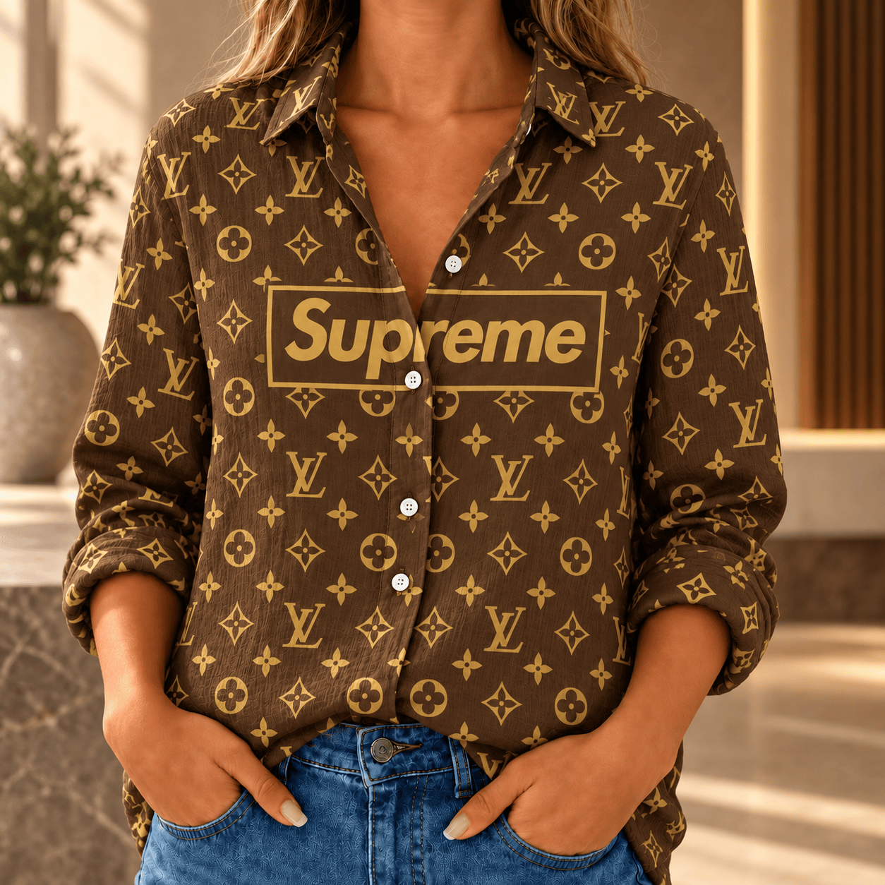 Louis Vuitton | Monogram Box Logo Print Linen Shirt Winter 2026 Collection