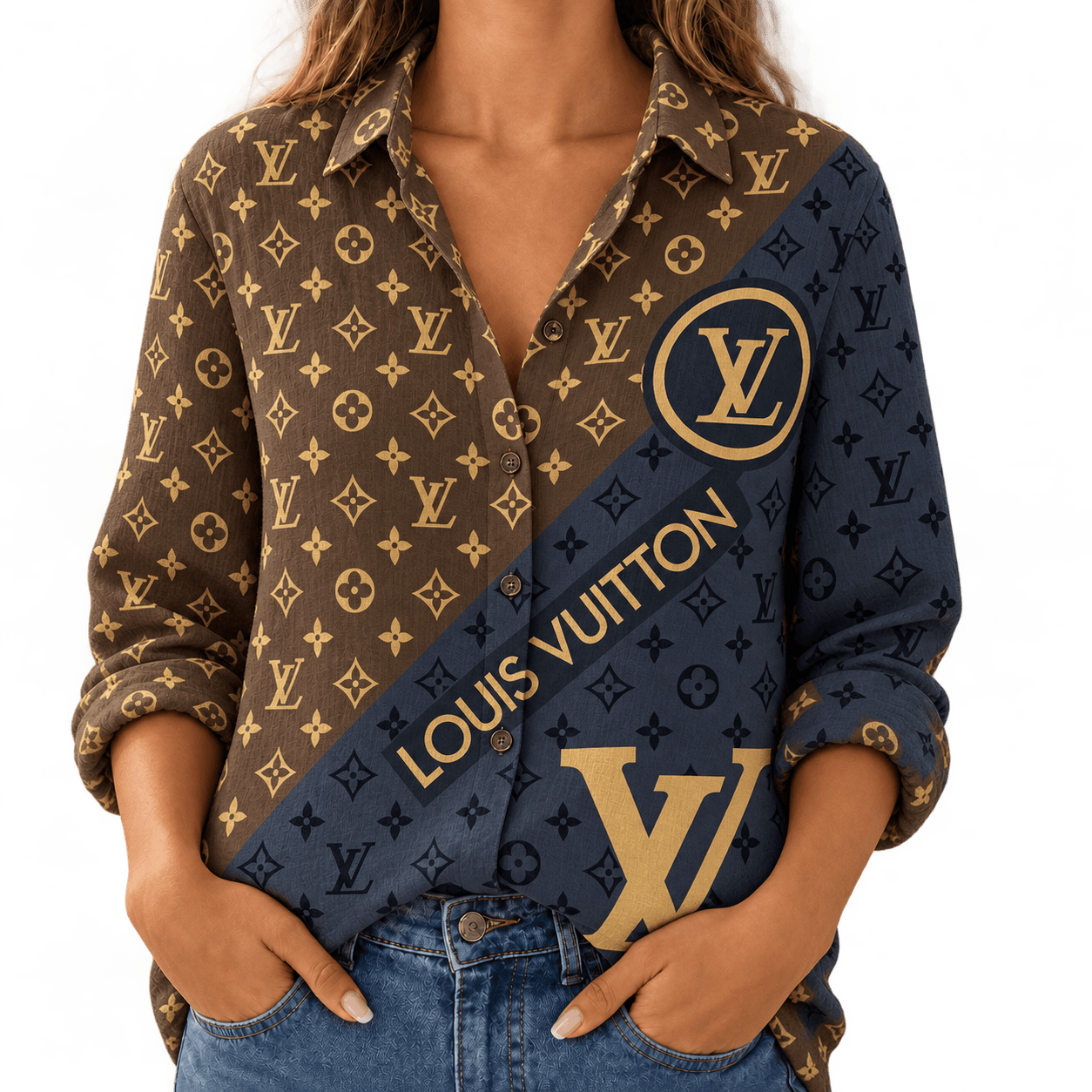 Louis Vuitton | Diagonal Two-Tone Monogram Linen Shirt Fall 2026 Collection