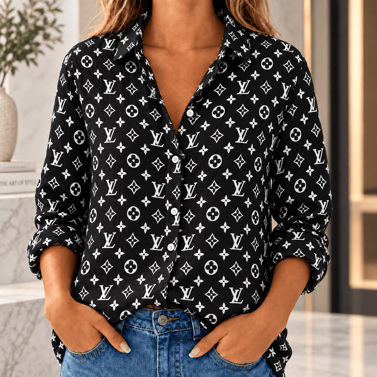 Louis Vuitton | Monochrome Monogram Print Linen Shirt Winter 2026 Collection