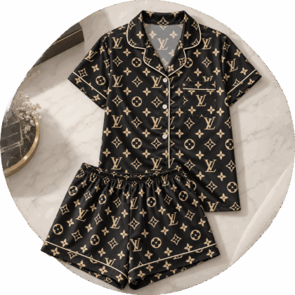 Louis Vuitton | Black Gold Monogram Print Pajamas Set Winter 2026 Collection