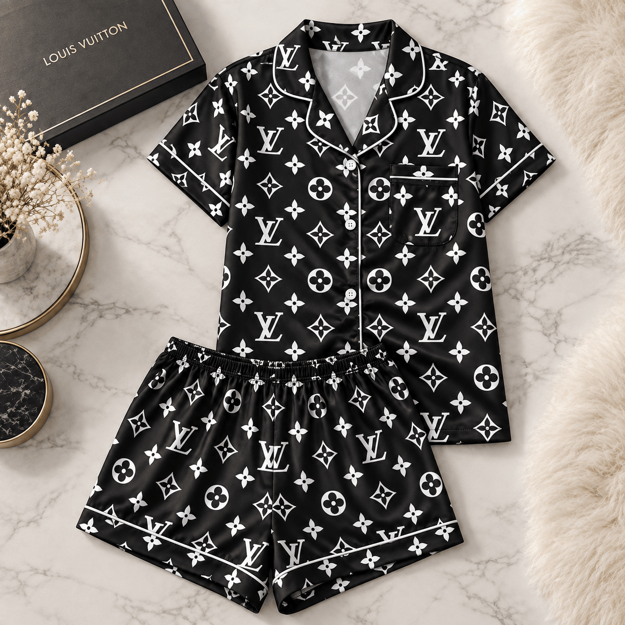 Louis Vuitton | Monochrome Oversized Monogram Pajamas Set Fall 2026 Collection