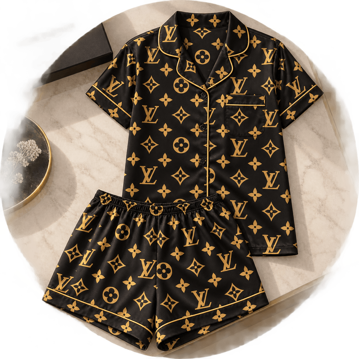 Louis Vuitton | Golden Monogram Print Pajamas Set Winter 2026 Collection
