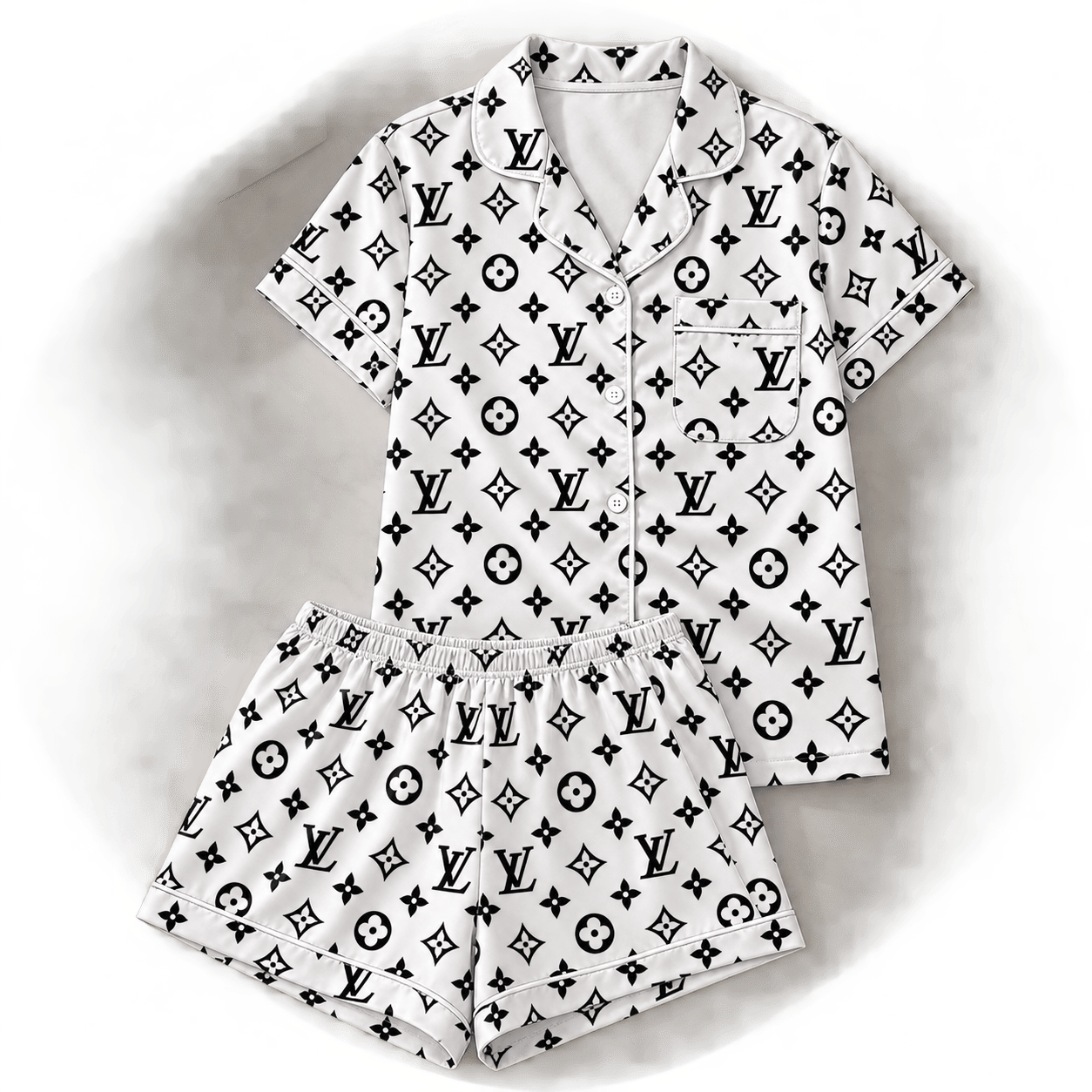 Louis Vuitton | Monochrome Monogram Floral Print Pajamas Set Fall 2026 Collection