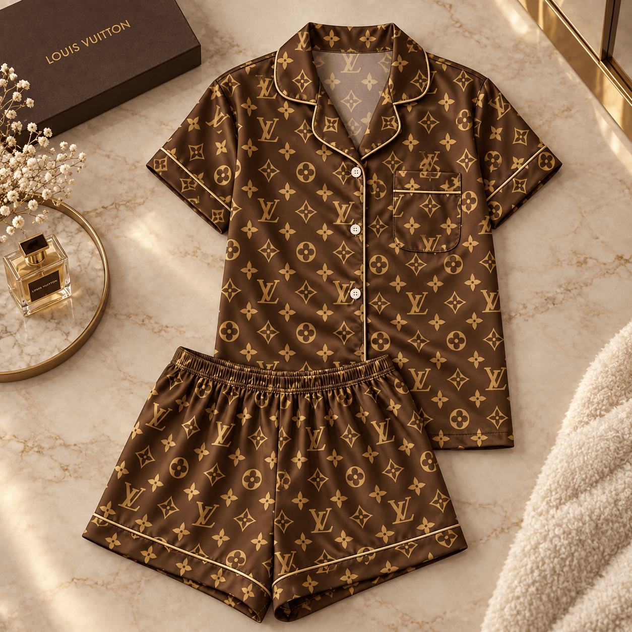 Louis Vuitton | Classic Brown Monogram Pajamas Set Fall 2026 Collection
