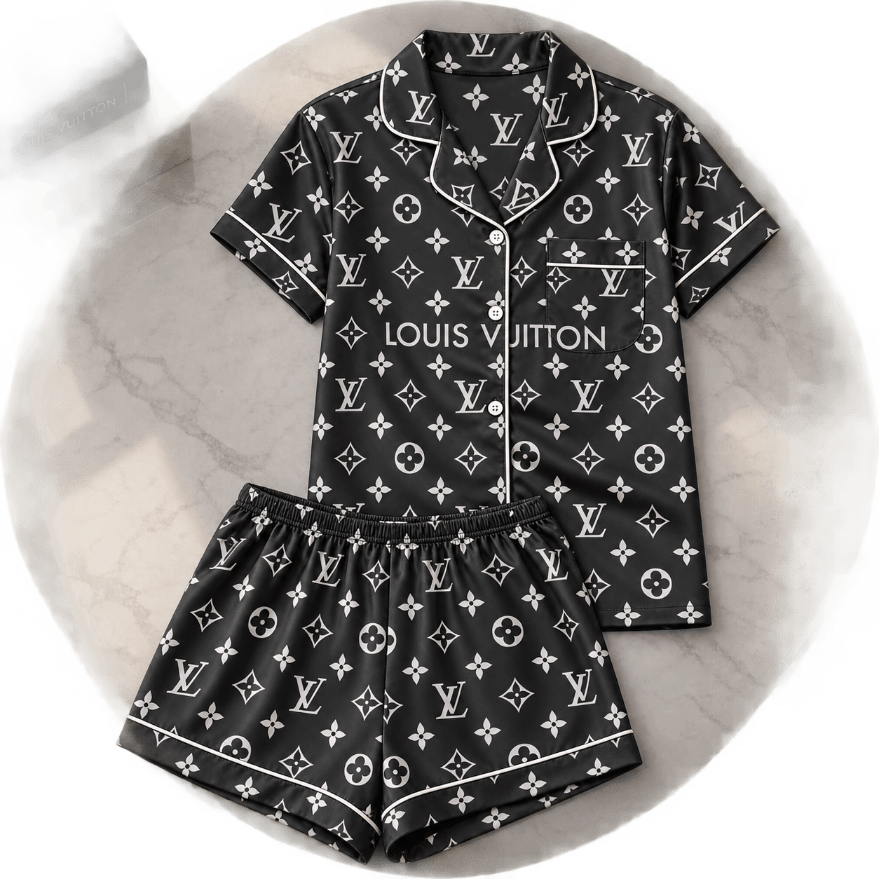 Louis Vuitton | Monochrome Monogram Floral Pajamas Set Winter 2026 Collection