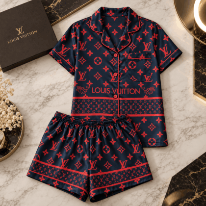 Louis Vuitton | Crimson Monogram Border Print Pajamas Set Winter 2026 Collection