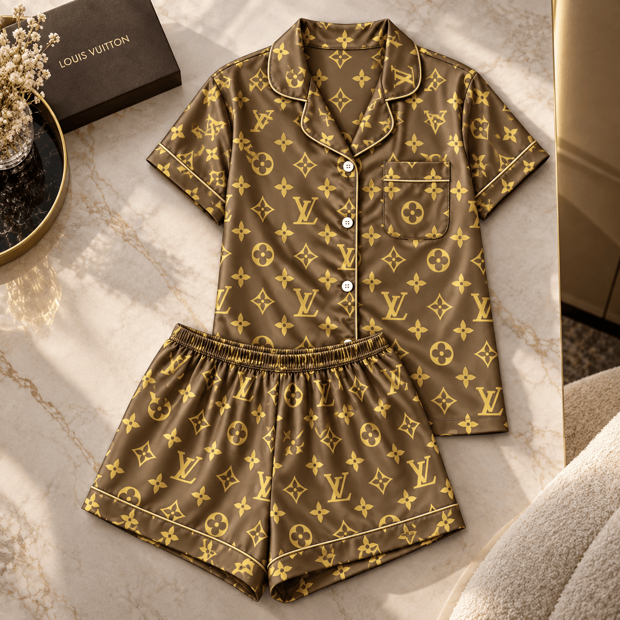 Louis Vuitton | Golden Monogram Print Pajamas Set Winter 2026 Collection