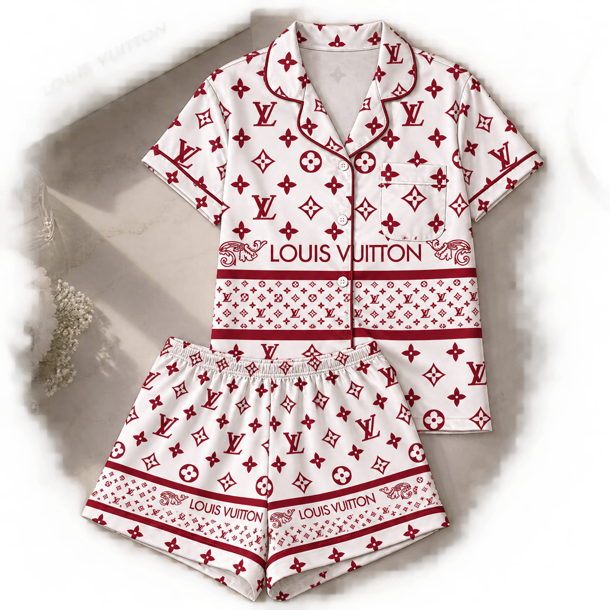 Louis Vuitton | Crimson Monogram Border Pajamas Set Winter 2026 Collection