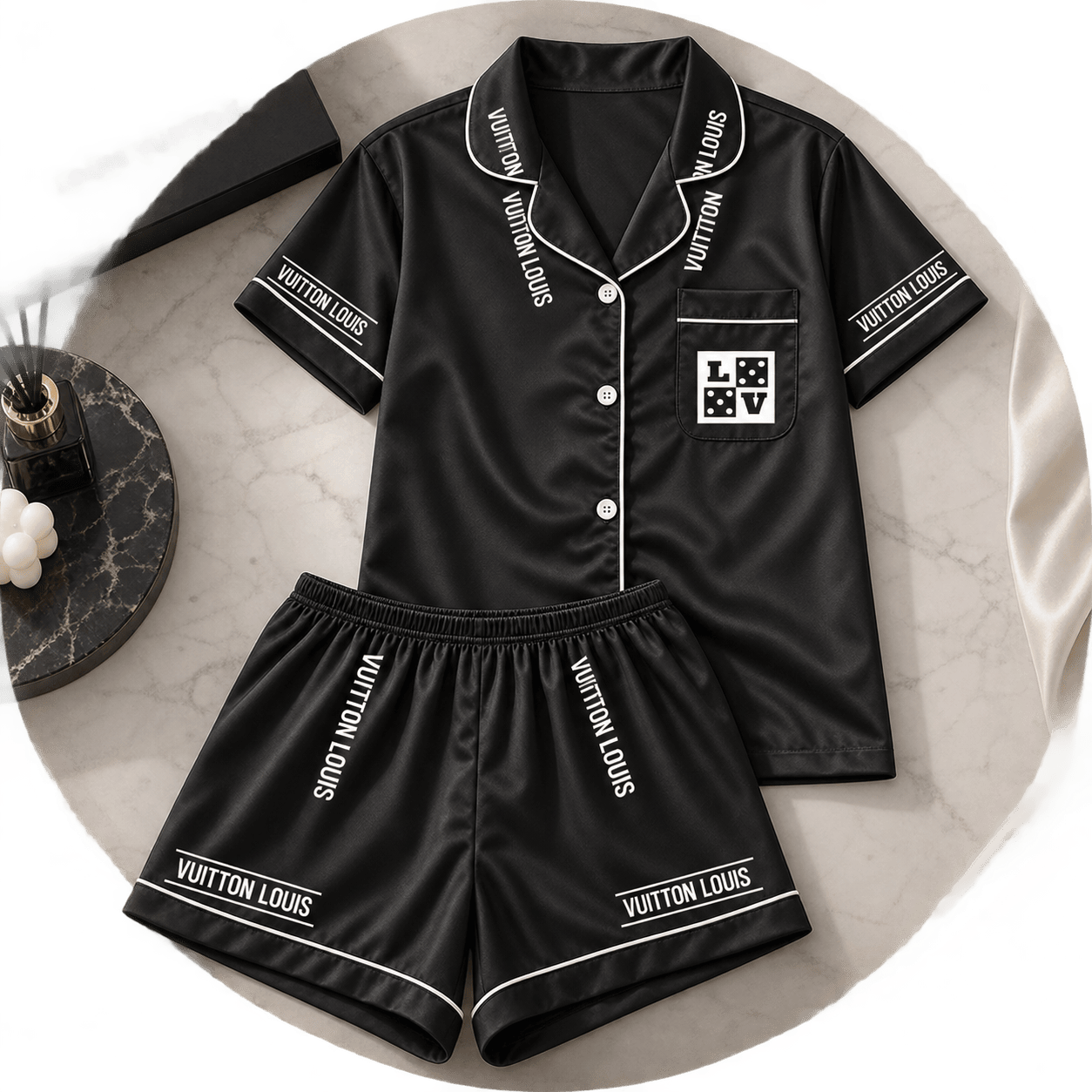 Louis Vuitton | Monochrome Dice Logo Print Pajamas Set Winter 2026 Collection
