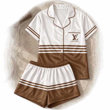 Louis Vuitton | Mocha Varsity Stripe Pajamas Set Winter 2026 Collection