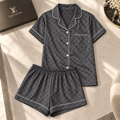 Louis Vuitton | Charcoal Monogram Print Pajamas Set Fall 2026 Collection