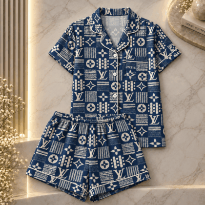 Louis Vuitton | Indigo Patchwork Monogram Pajamas Set Fall 2026 Collection
