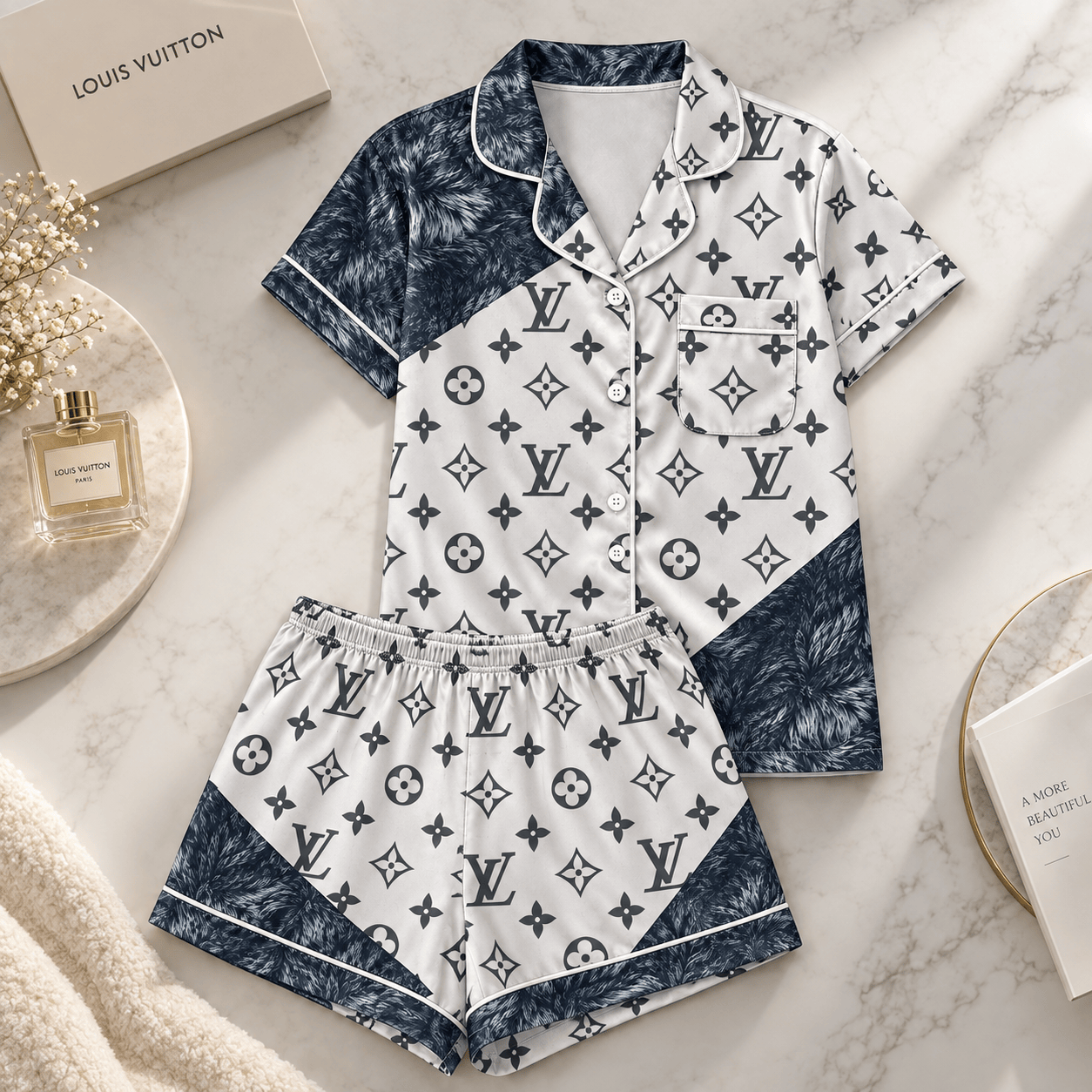 Louis Vuitton | Monogram Feather Panel Pajamas Set Winter 2026 Collection