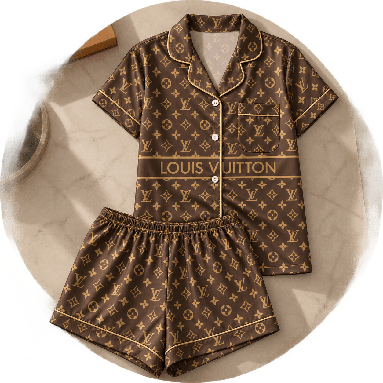 Louis Vuitton | Chocolate Monogram Stripe Pajamas Set Fall 2026 Collection