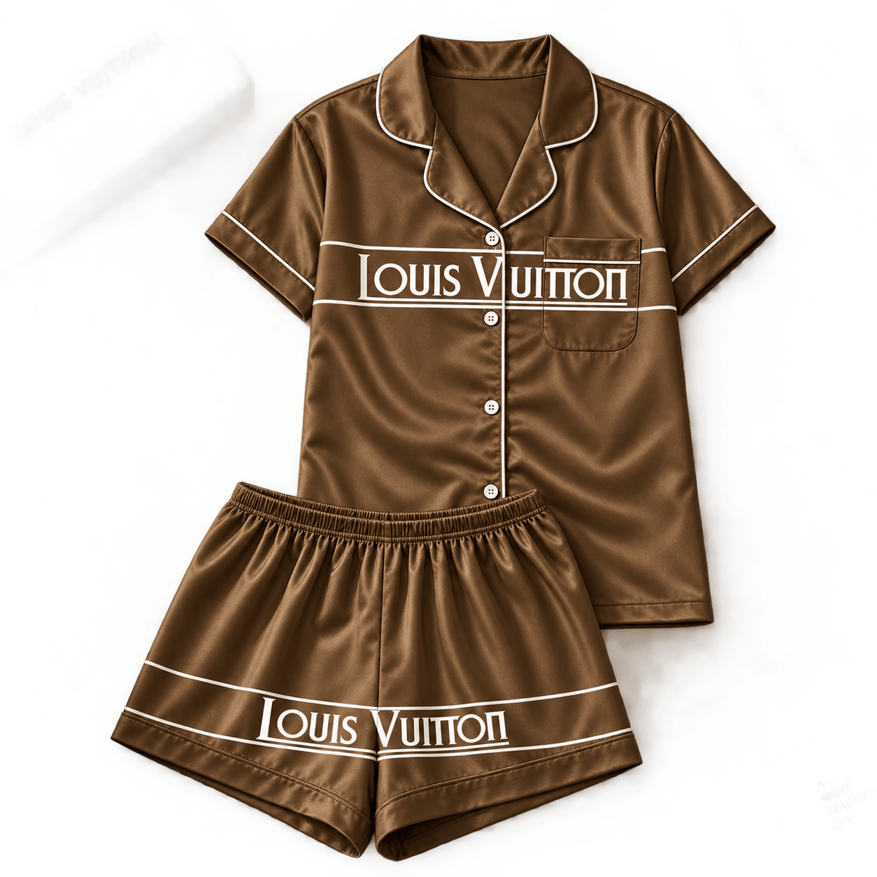 Louis Vuitton | Logo Stripe Satin Pajamas Set Fall 2026 Collection