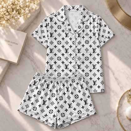 Louis Vuitton | Black Monogram Floral Print Pajamas Set Winter 2026 Collection
