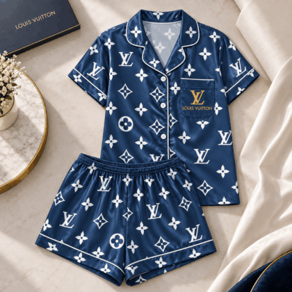 Louis Vuitton | Navy Monogram Floral Pajamas Set Winter 2026 Collection