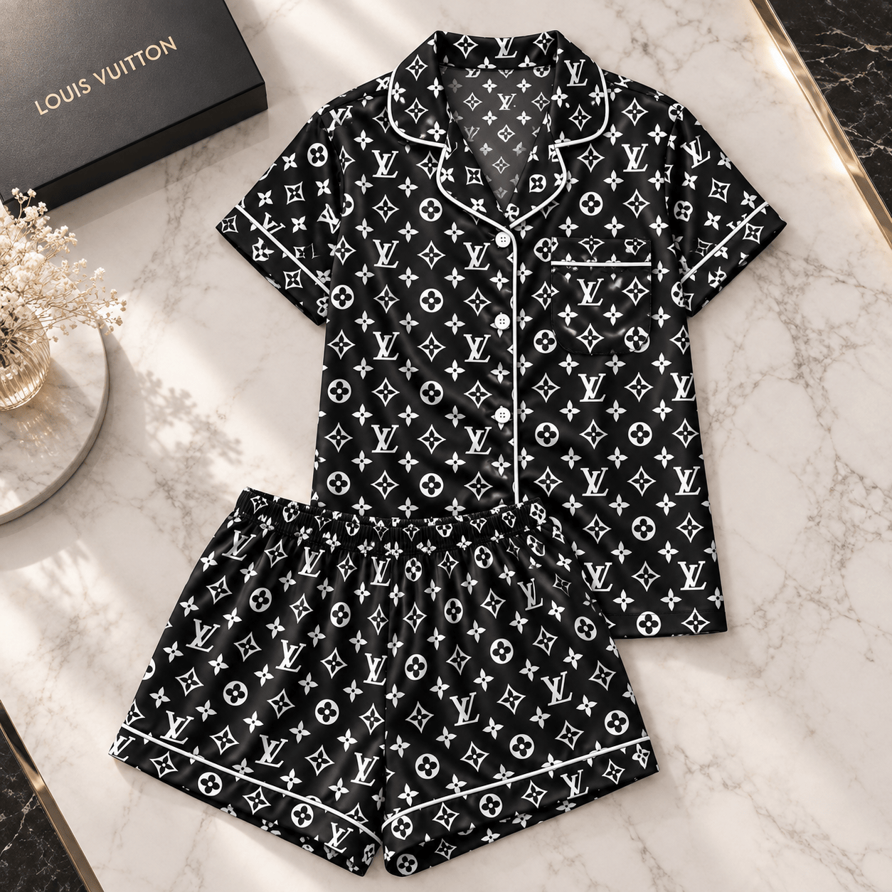 Louis Vuitton | Monochrome Monogram Print Pajamas Set Winter 2026 Collection