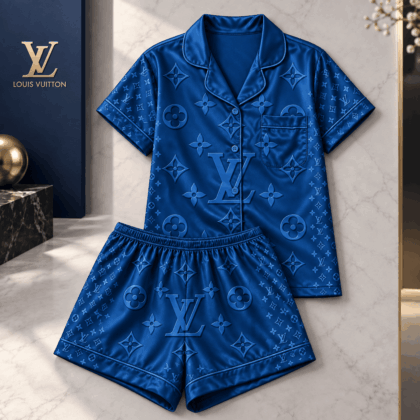 Louis Vuitton | Tonal Blue Monogram Pajamas Set Fall 2026 Collection