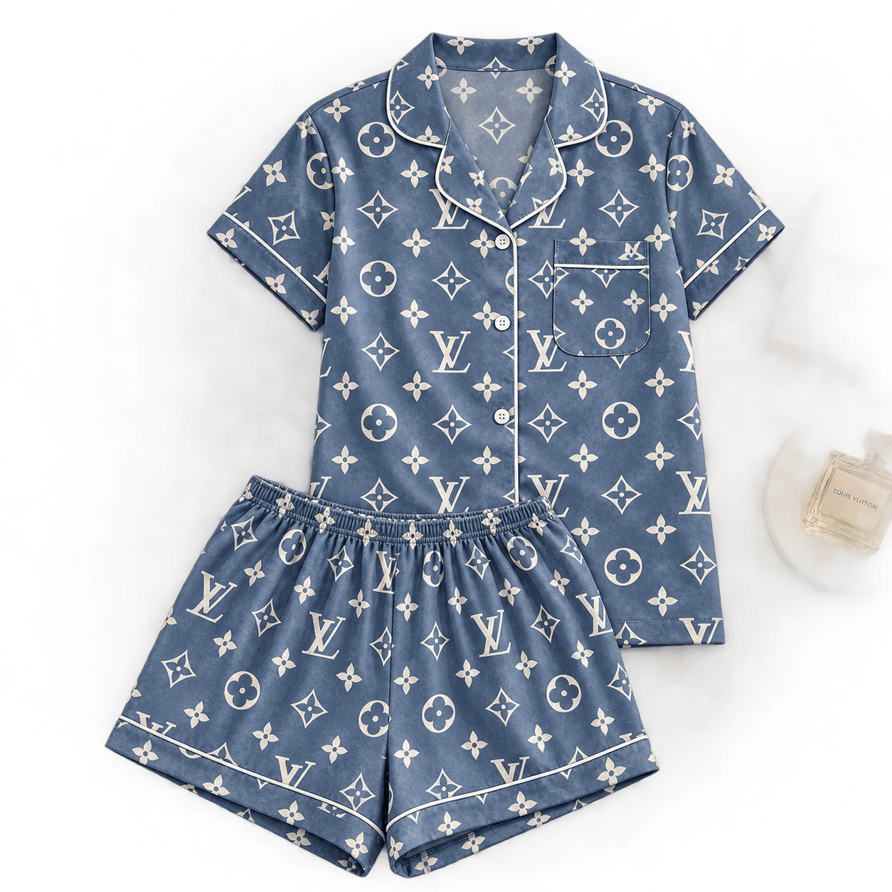 Louis Vuitton | Blue Monogram Floral Pajamas Set Fall 2026 Collection
