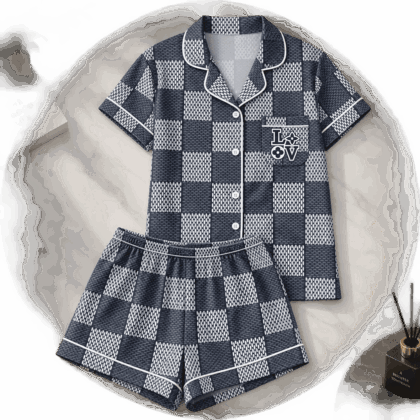 Louis Vuitton | Textured Checkerboard Print Pajamas Set Winter 2026 Collection