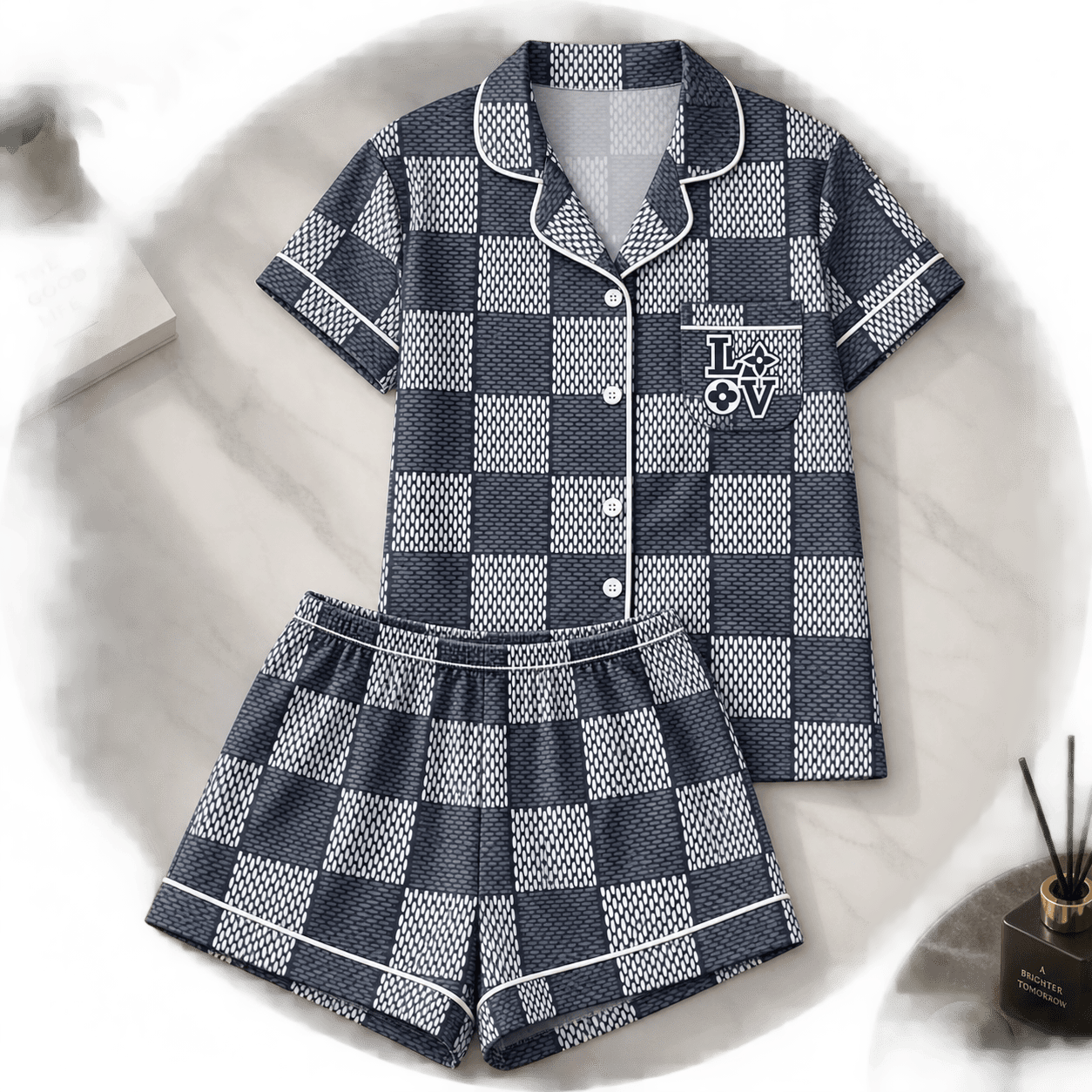 Louis Vuitton | Textured Checkerboard Print Pajamas Set Winter 2026 Collection